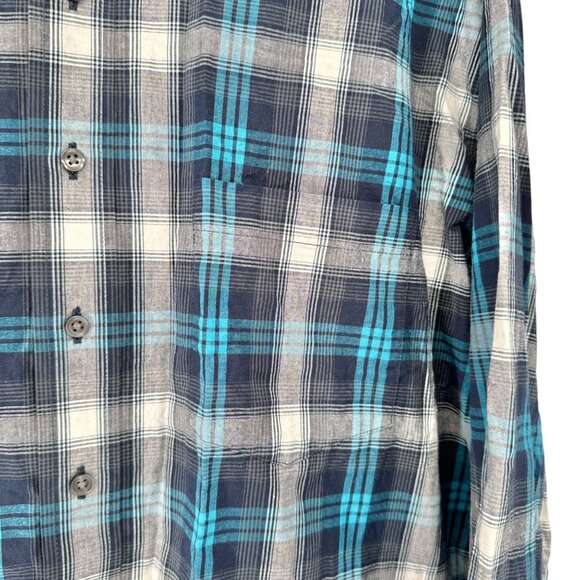 George Classic Fit Plaid Shirt Mens 2XL 50-52 Blue Gray LS Button-Down Collar - Picture 2 of 11